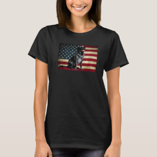 Camiseta Labrador retriever negro bandera americana labra A