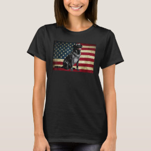 Camiseta Labrador retriever negro bandera americana labra A