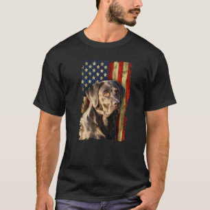 Camiseta Labrador Retriever Negro Bandera De Estados Unidos