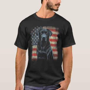 Camiseta Labrador Retriever negro genial bandera americana