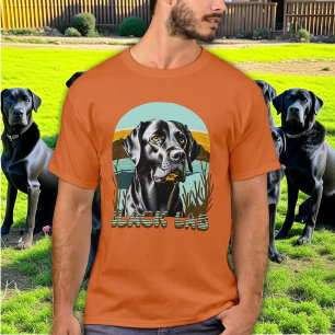 Camiseta Labrador Retriever Negro Texto Vintage