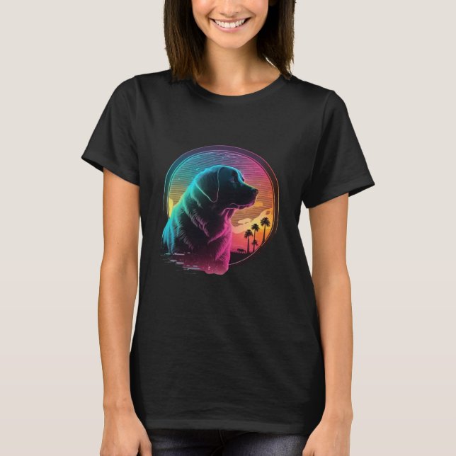 Camiseta Labrador Retriever Synthwave 80s Retrowave Aesthet (Anverso)