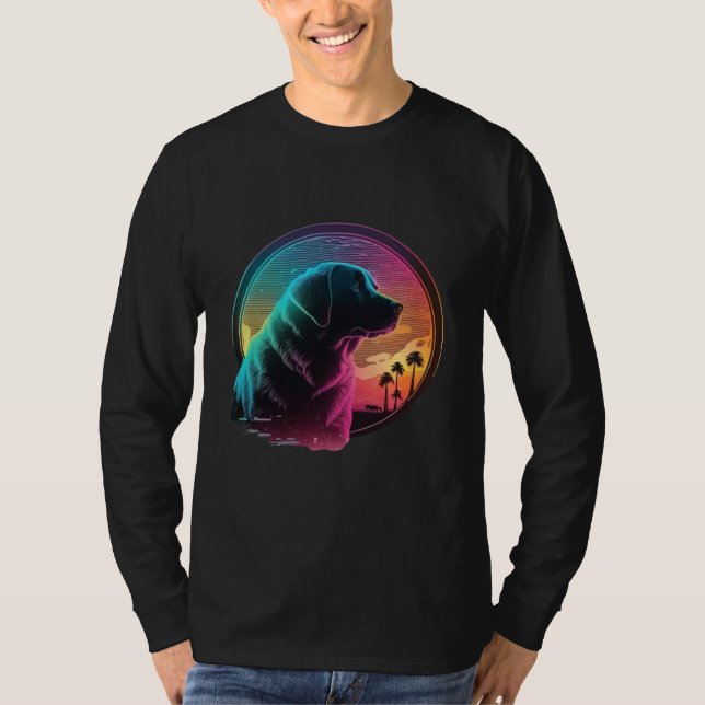 Camiseta Labrador Retriever Synthwave 80s Retrowave Aesthet (Anverso)