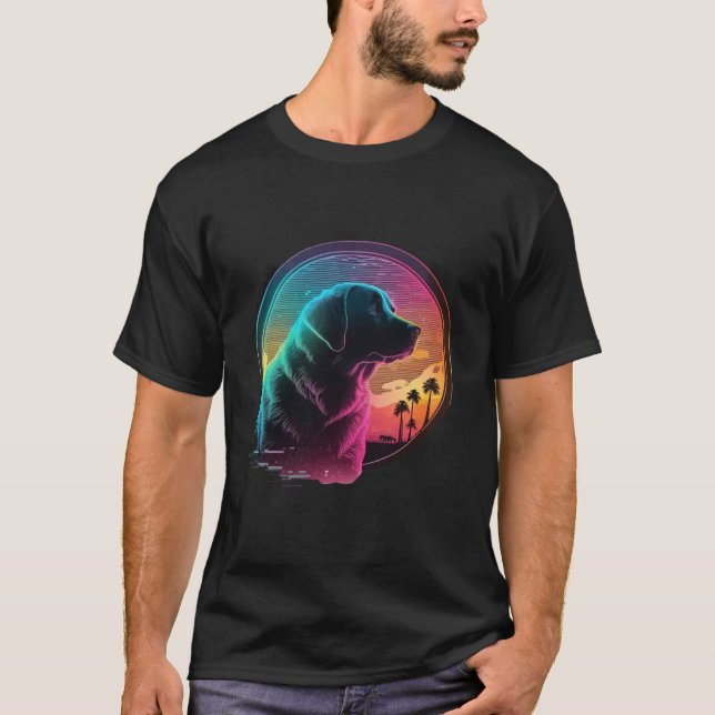 Camiseta Labrador Retriever Synthwave 80s Retrowave Aesthet (Anverso)