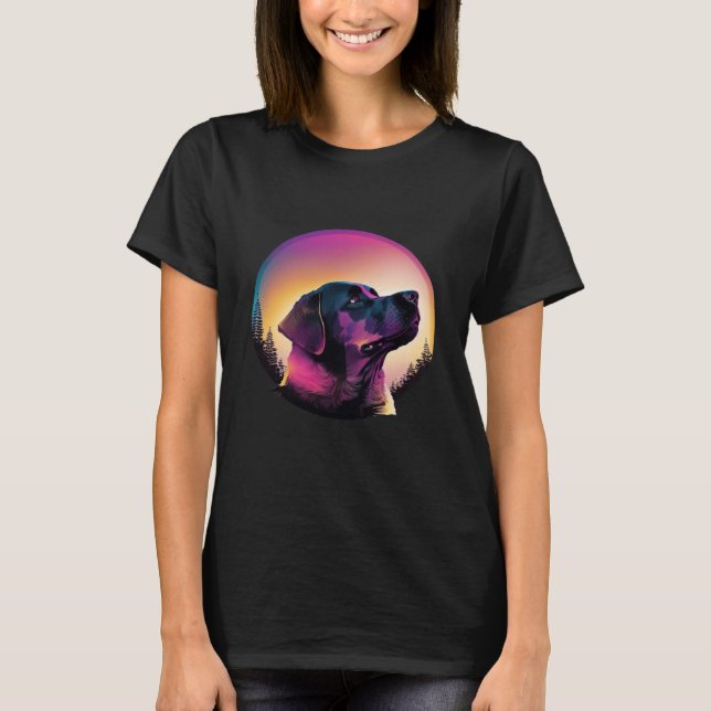 Camiseta Labrador Retriever Synthwave 80s Retrowave Aesthet (Anverso)