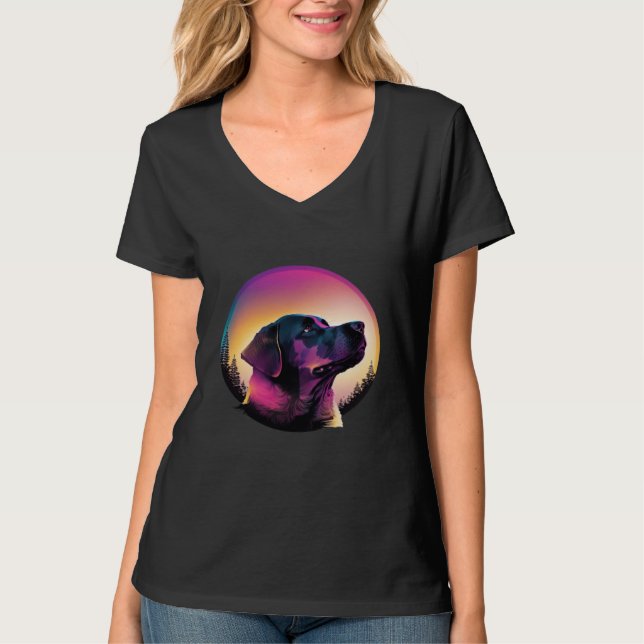Camiseta Labrador Retriever Synthwave 80s Retrowave Aesthet (Anverso)