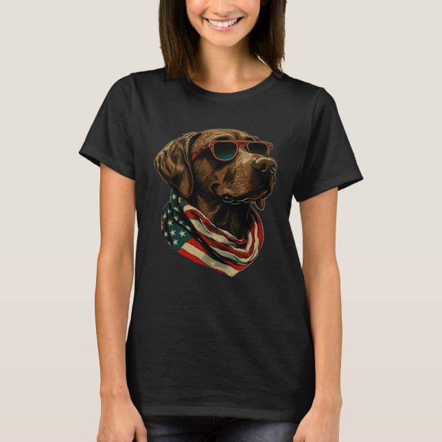 Camiseta Labrador Retriever USA Flag Canine Dog  4th Of Jul (Anverso)