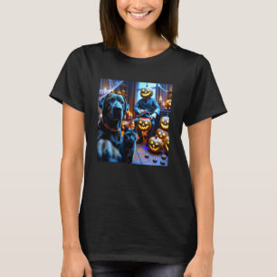 Camiseta Labrador Retriever y Gato Divertidos Selfie con Ja