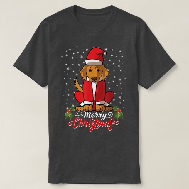 Camiseta Labrador Retriver Dog saluda Feliz Navidad Santa (Diseño del anverso)