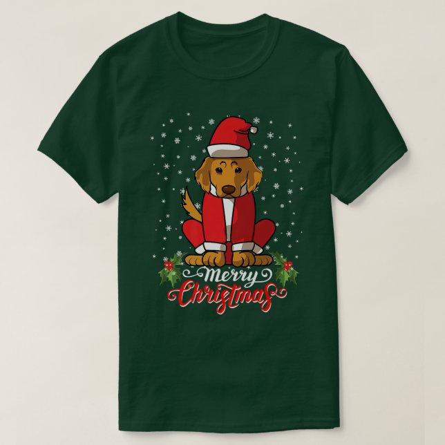 Camiseta Labrador Retriver Dog saluda Feliz Navidad Santa (Diseño del anverso)