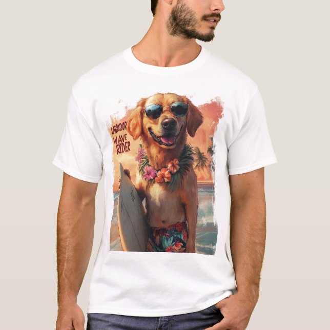 Camiseta Labrador Tropical - Diseño de Wave Rider (Anverso)