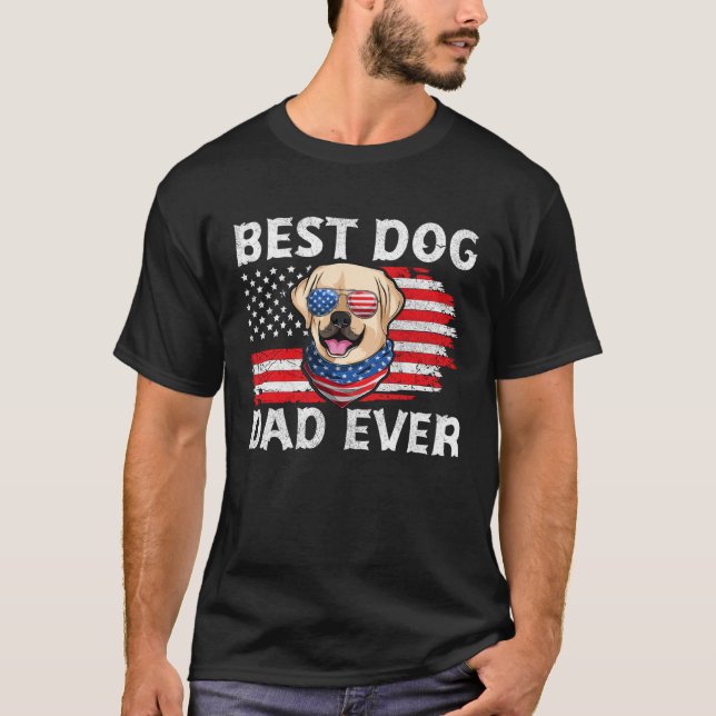 Camiseta Labrador USA Patriotic Dog Apparel American Flag M (Anverso)