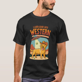 Camiseta Labrador Vaquero OVNI Divertido Occidental Alien P