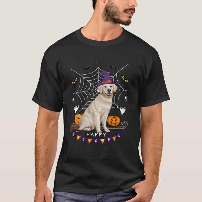 Camiseta Labrador Witch Pumpkin Halloween Kids Mens Womens  (Anverso)
