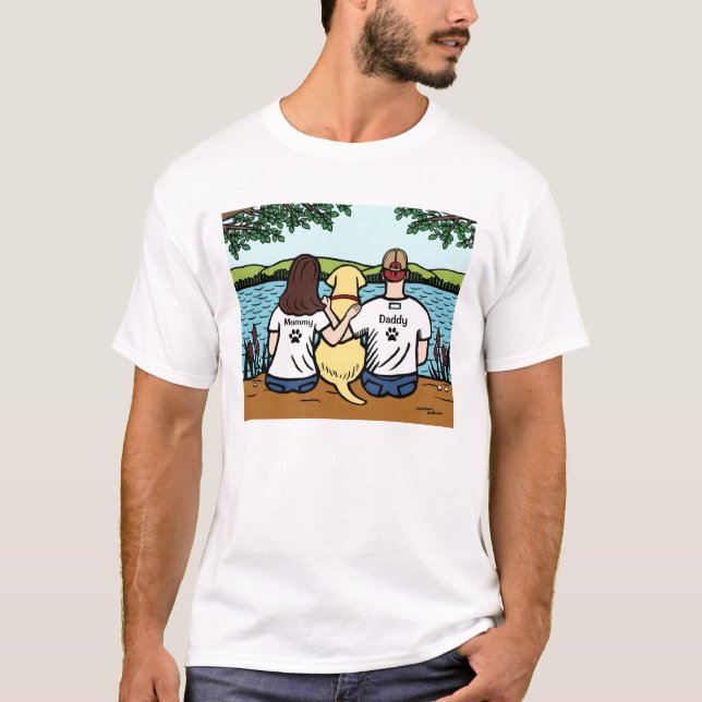 Camiseta Labrador y mamá y papá amarillos (Anverso)