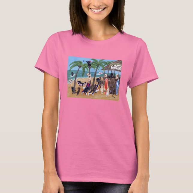 Camiseta Labradores de vacaciones de verano en la isla (Anverso)
