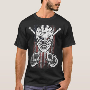 Camiseta Lacrosse American Flag Stick Y Helmet Funny Gift