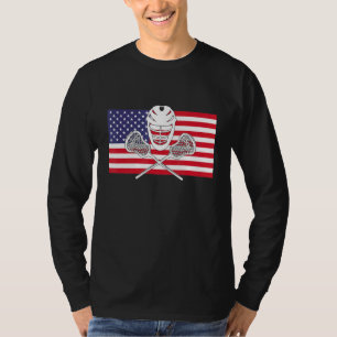 Camiseta Lacrosse Bandera Americana Lax Helmet Sticks 4 De