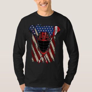 Camiseta Lacrosse Bandera Americana Lax Helmet Sticks 4 De