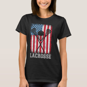 Camiseta Lacrosse Bandera Americana Lax Helmet Sticks 4 De