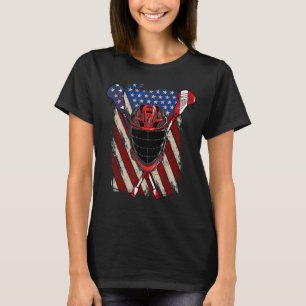 Camiseta Lacrosse Bandera Americana Lax Helmet Sticks 4 De