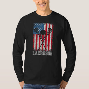 Camiseta Lacrosse Bandera Americana Lax Helmet Sticks 4 De 