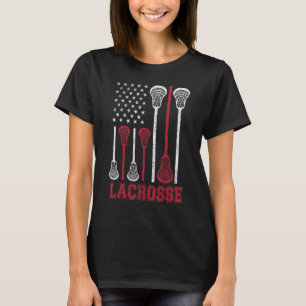 Camiseta Lacrosse Bandera Americana Lax Hombres Mujeres Chi