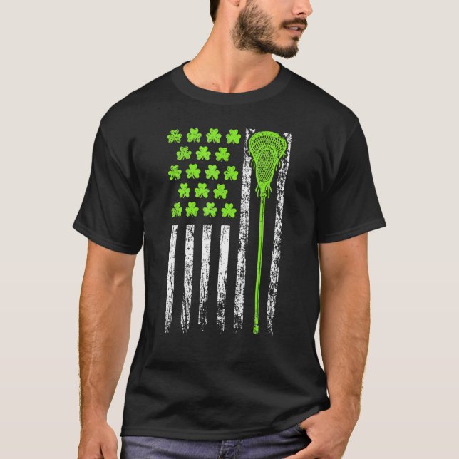 Camiseta Lacrosse Bandera Estadounidense Día St Patrick Par (Anverso)
