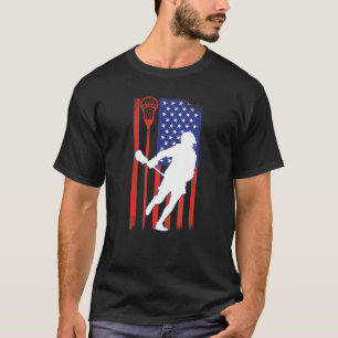 Camiseta Lacrosse Bandera Estadounidense Lax Helmet Sticks