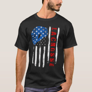 Camiseta Lacrosse Bandera Vintage Estadounidense Lax Helmet