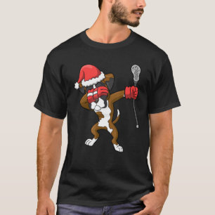 Camiseta Lacrosse Dabbing Boxer Dog Lax Navidades Deportes