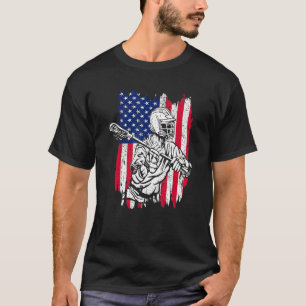 Camiseta Lacrosse Lax Helmet Y Pega Bandera Americana 4O