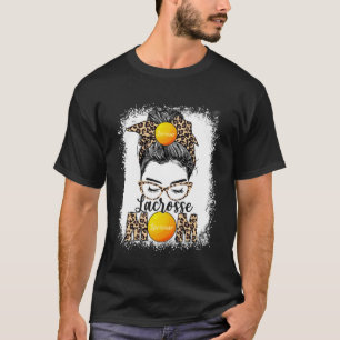 Camiseta Lacrosse Mom Game Day Messy Bun Leopard Mother s D
