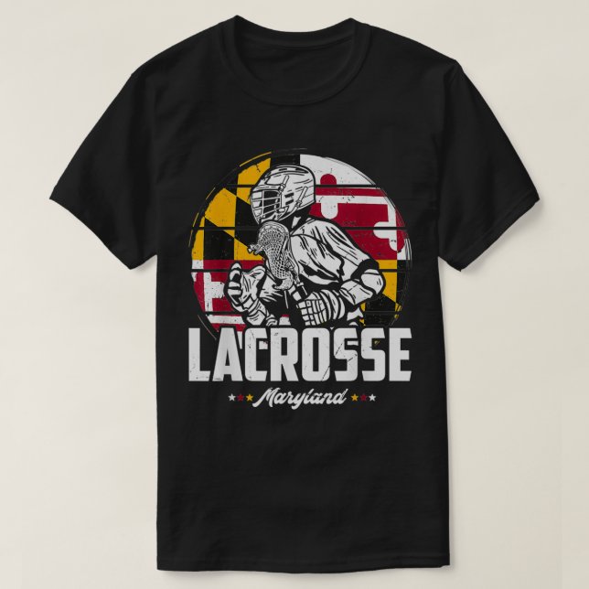 Camiseta Lacrosse Player Maryland Flag Lax retro (Diseño del anverso)