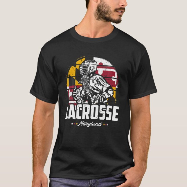 Camiseta Lacrosse Player Maryland Flag Lax Retro (Anverso)