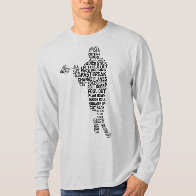 Camiseta Lacrosse Player Typography Word Art (Anverso)