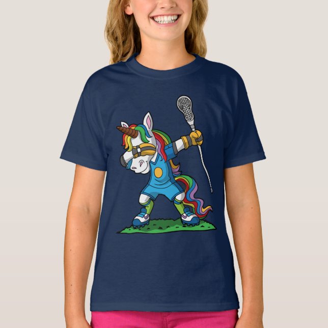 Camiseta LaCrosse que frota el lenguado LAX del unicornio (Anverso)