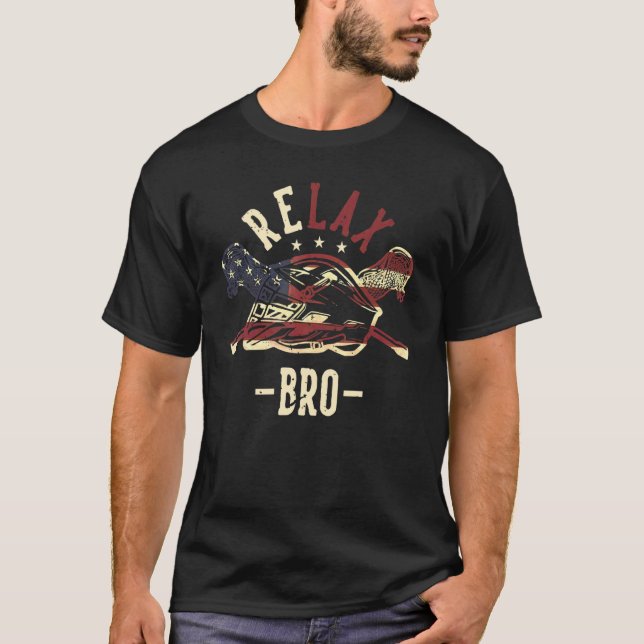 Camiseta Lacrosse Relax Bro Uu Bandera Lacrosse Sticks And  (Anverso)