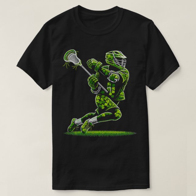 Camiseta Lacrosse Shamrock Niños Hombres Mujeres St Patrick (Diseño del anverso)