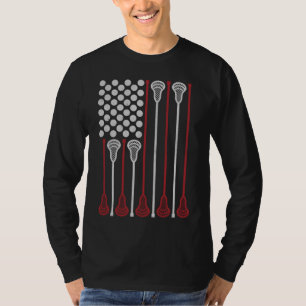 Camiseta Lacrosse Stick American Flag Lax Player
