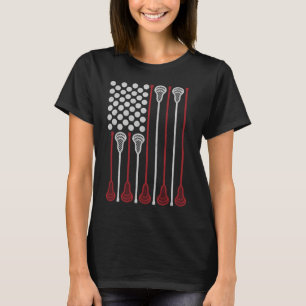 Camiseta Lacrosse Stick American Flag Lax Player