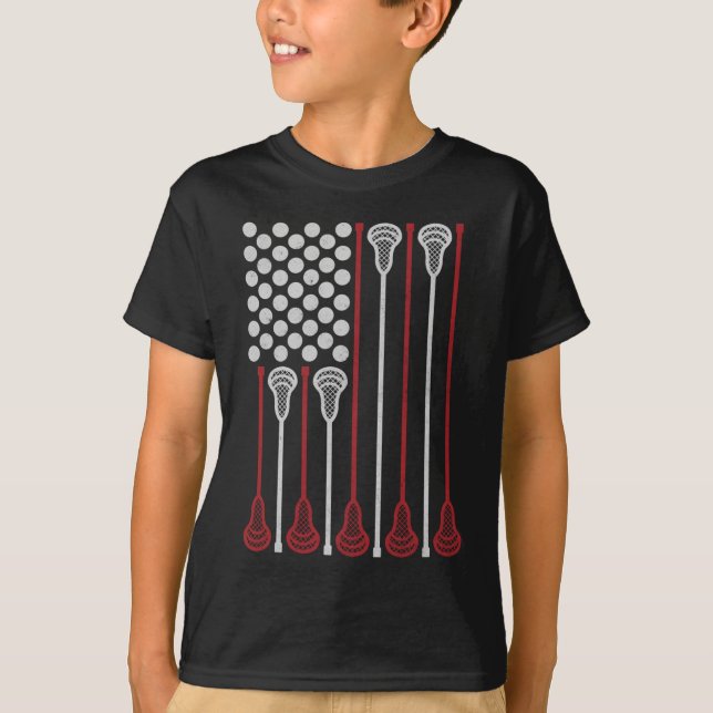 Camiseta Lacrosse Stick American Flag Lax Player (Anverso)