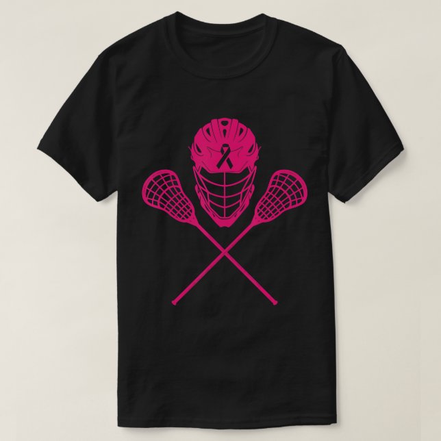 Camiseta Lacrosse Stick Conciencia sobre el cáncer de mama  (Diseño del anverso)