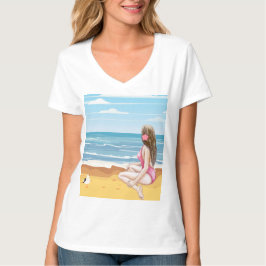 Camiseta ladie en la playa