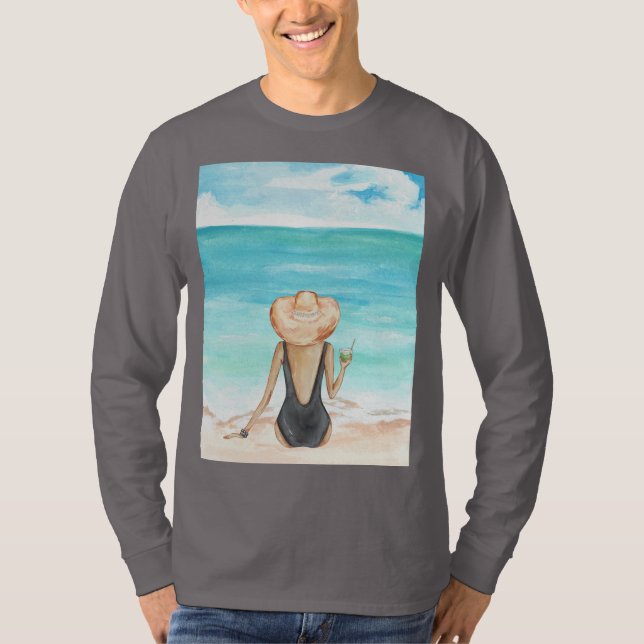 Camiseta ladie en la playa (Anverso)