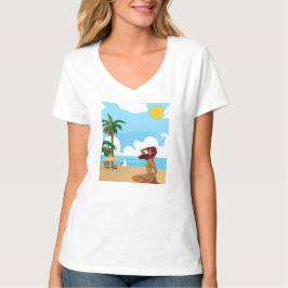 Camiseta ladie en la playa
