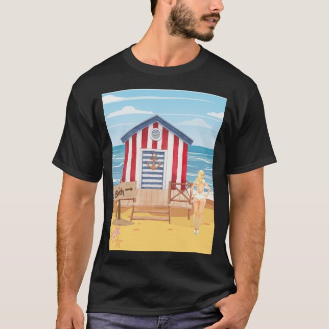 Camiseta ladie en la playa (Anverso)
