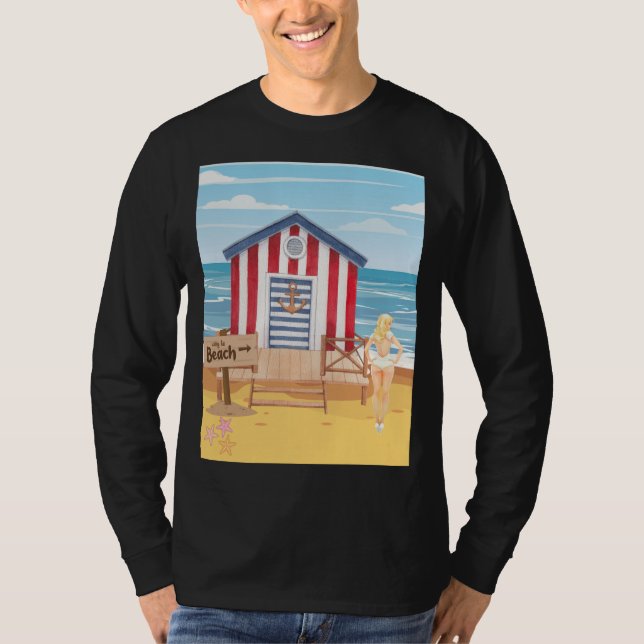 Camiseta ladie en la playa (Anverso)