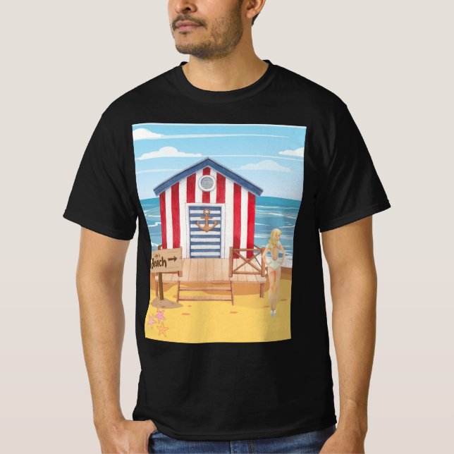 Camiseta ladie en la playa (Anverso)
