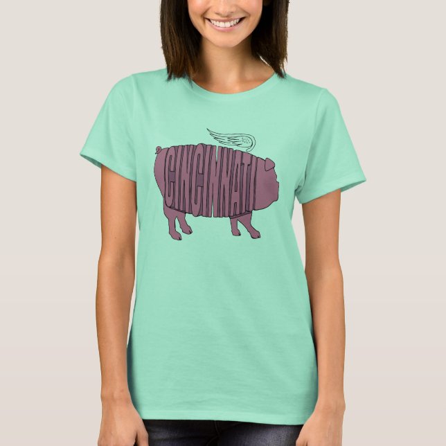 Camiseta Ladies Cincinnati Flying Pig Shirt (Anverso)
